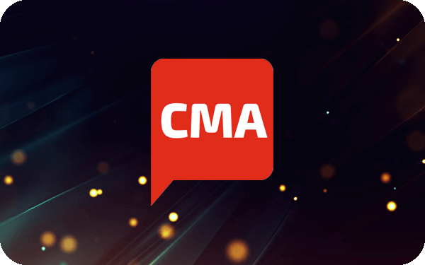 Content Marketing Association red logo on a black sparkly background 